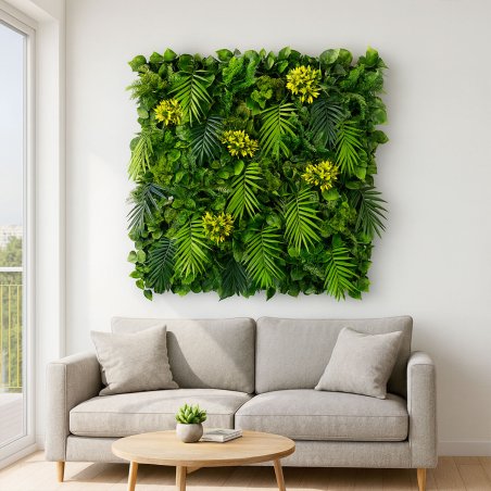 Faux mur végétal Exotik 1m² feuillage haut de gamme
