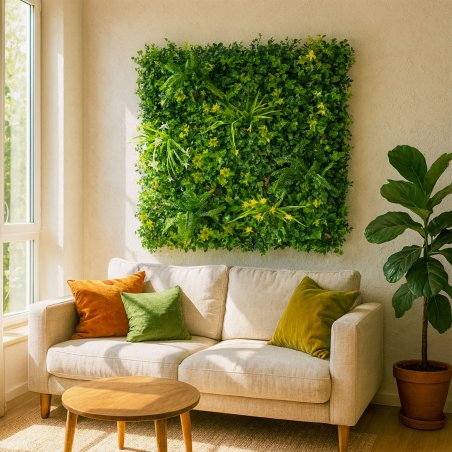 Faux mur végétal Vegetal Chic, ambiance naturelle, décor intérieur