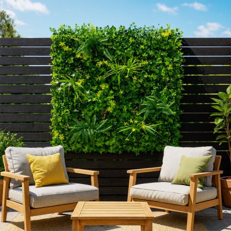 Mur végétal réaliste et dense, Vegetal Chic, façade extérieure végétale