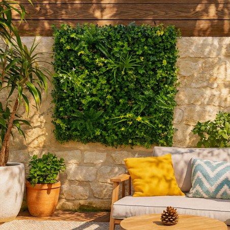 Mur modulable Vegetal Chic, panneau 1m x 1m, décoration extérieure dense
