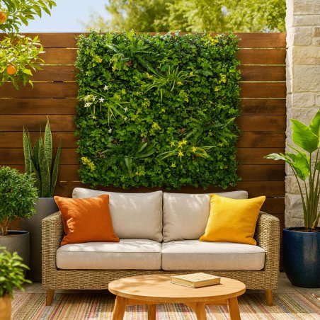 Mur végétal artificiel, Vegetal Chic, panneau modulable pour intérieur ou exterieur