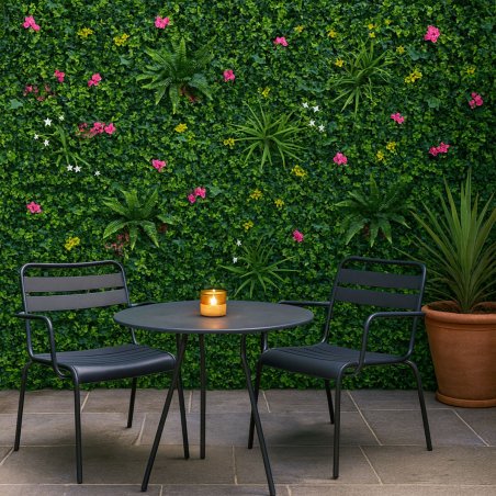 Mur végétal dense et réaliste, Vegetal Chic 1m x 1m, extérieur