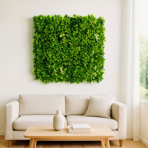 Green Mur végétal artificiel verdoyant et dense 1M x 1M, feuillage réaliste pour une décoration sans entretien.
