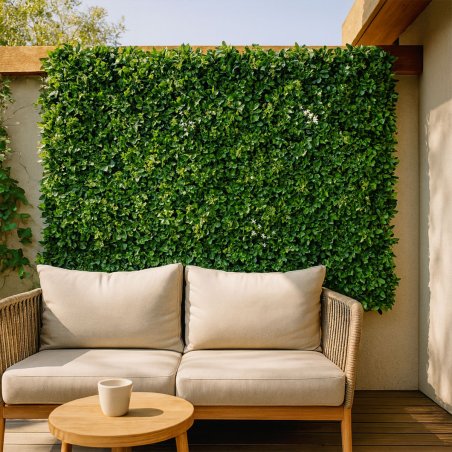Vue d’ensemble du panneau Green mur végétal artificiel 1m², idéal pour créer un jardin vertical.