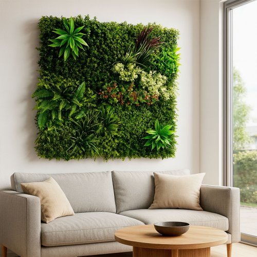 Prairie-Color Mur Vegetal Artificiel panneau d'1m2 ideal en interieur