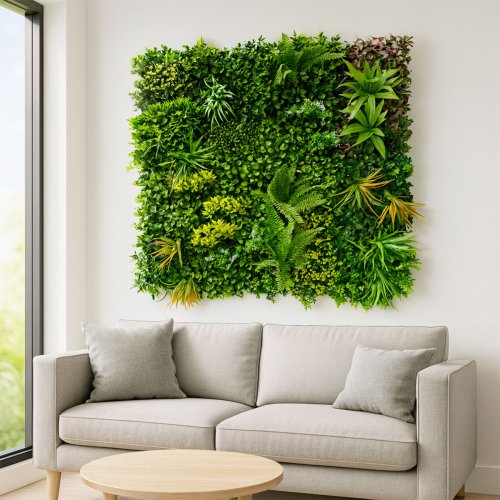 Jungle mur végétal artificiel luxe intérieur salon 1m²