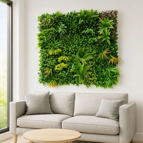 Jungle mur végétal artificiel luxe intérieur salon 1m²