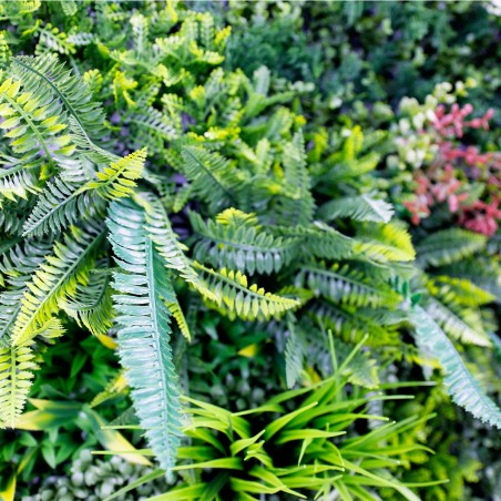 Détail du feuillage du Mur vegetal artificiel brise vue Prairie color
