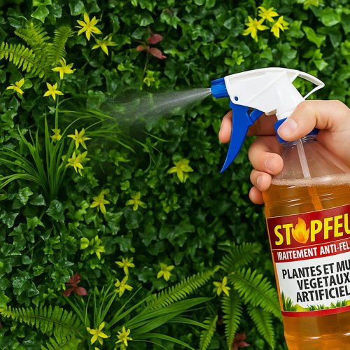 STOPFEU M1 traitement ignifugeant pour plantes et murs végétaux artificiels