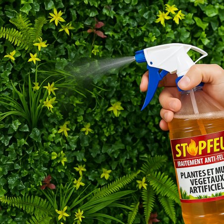 STOPFEU M1 traitement ignifugeant pour plantes et murs végétaux artificiels