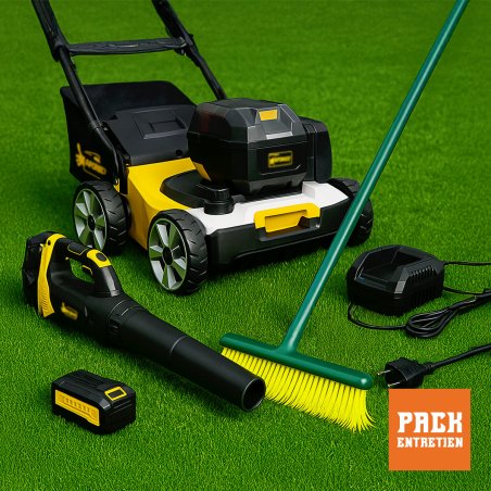 Pack complet d’entretien pour gazon synthétique avec brosseuse, souffleur et accessoires
