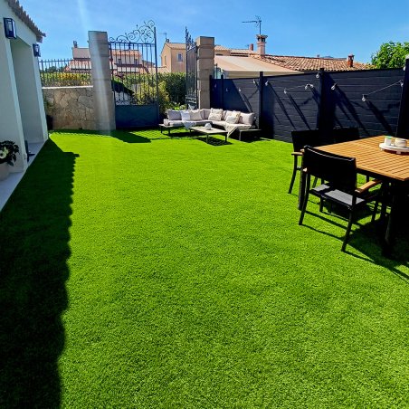 Gazon synthétique Impression Lille 45mm - Haut de gamme pour jardin, hyper réaliste