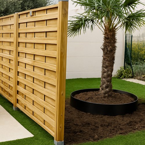 Pose barrière anti‑bambou 70×25 m – courbes grand rayon, contrôle hors sol 3–5 cm