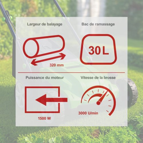 Brosse électrique aspirante 1500W pour revitaliser et dépoussiérer le gazon synthétique