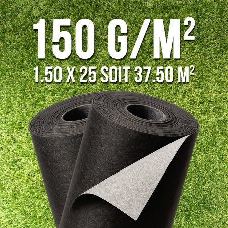 Lot 2 géotextiles 150 g/m² 1,5×25 m MGS – 75 m² chantier pro