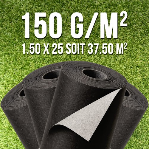 Lot 4 géotextiles MGS 150 g/m² 1,5×25 m – 150 m² toile perméable chantier