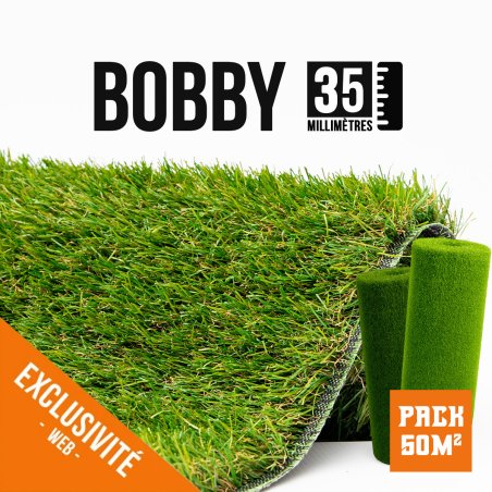 Gazon synthétique Bobby 35 mm Aubagne pack 50m² pour jardin complet