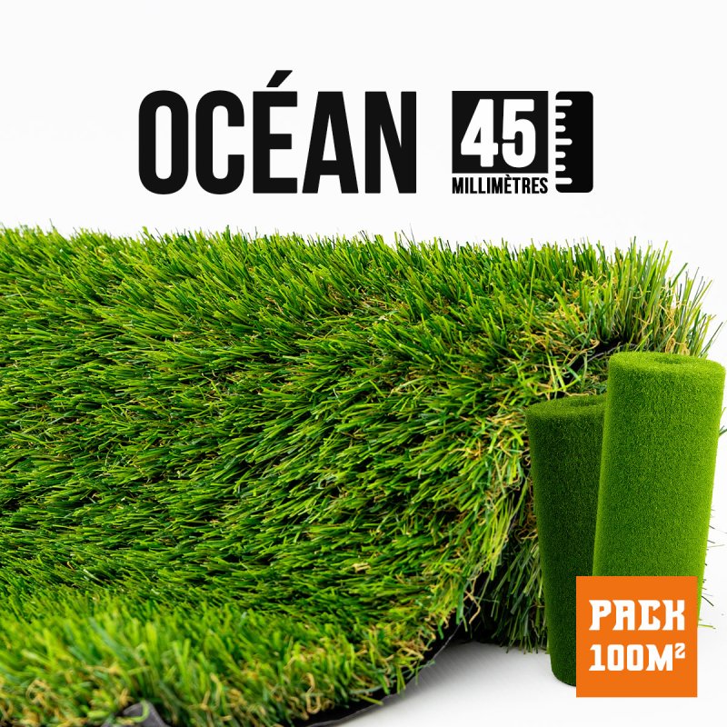 Gazon synthétique Ocean / Nantes 45 mm – 100 m² (4×25 m²) – 16 € TTC/m²