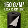150grs 1.5Mx10M soit 15m2 Rouleau de Géotextile noir