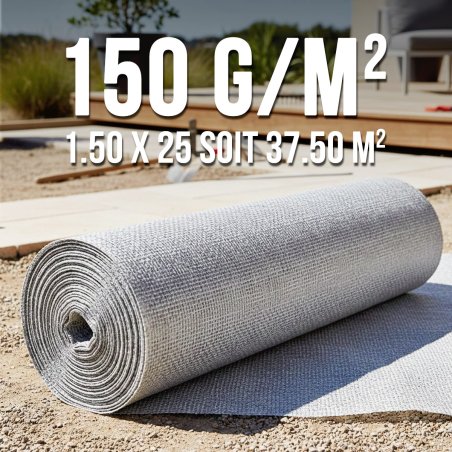 150grs 1.5Mx25M soit 37.50m2 Rouleau de Geotextile terrasse