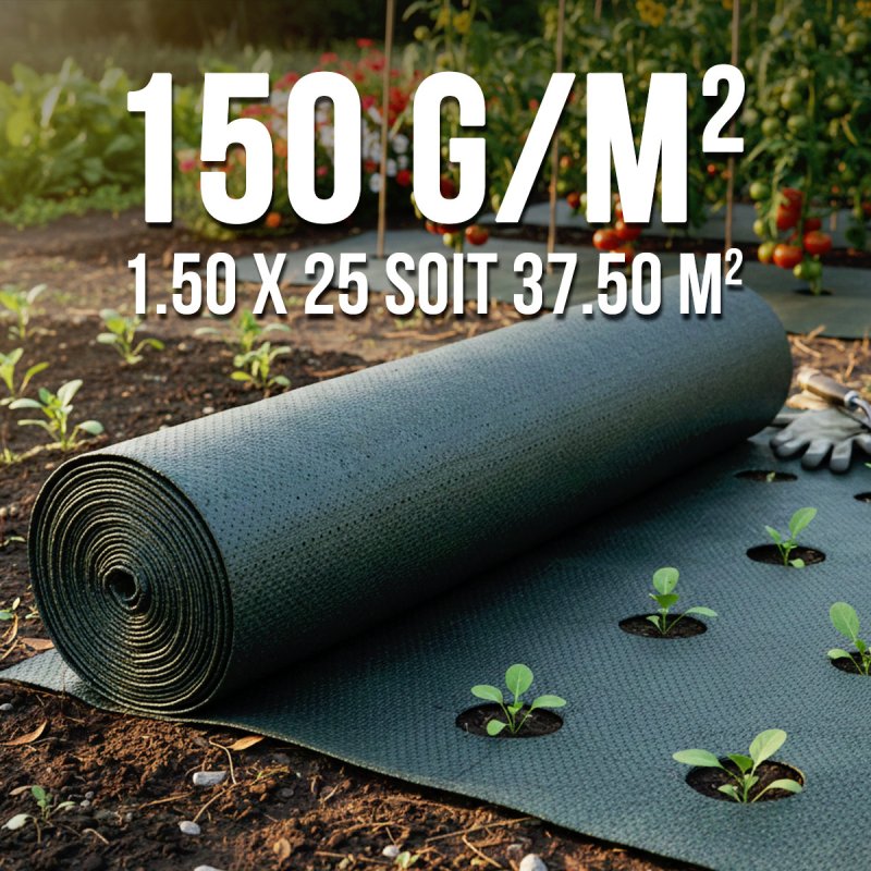 Toile protection renforcée 150 g/m² 1,5×25 m MGS – anti-repousse
