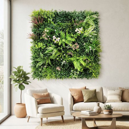 Mur Végétal Artificiel Décoration Romantique Tête de Lit 1x1m