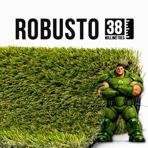 Gazon synthétique Robusto Saint Étienne 38mm, robuste et durable
