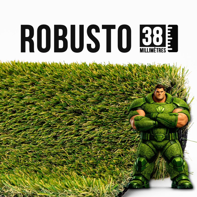 Gazon synthétique Robusto Saint Étienne 38mm, robuste et durable