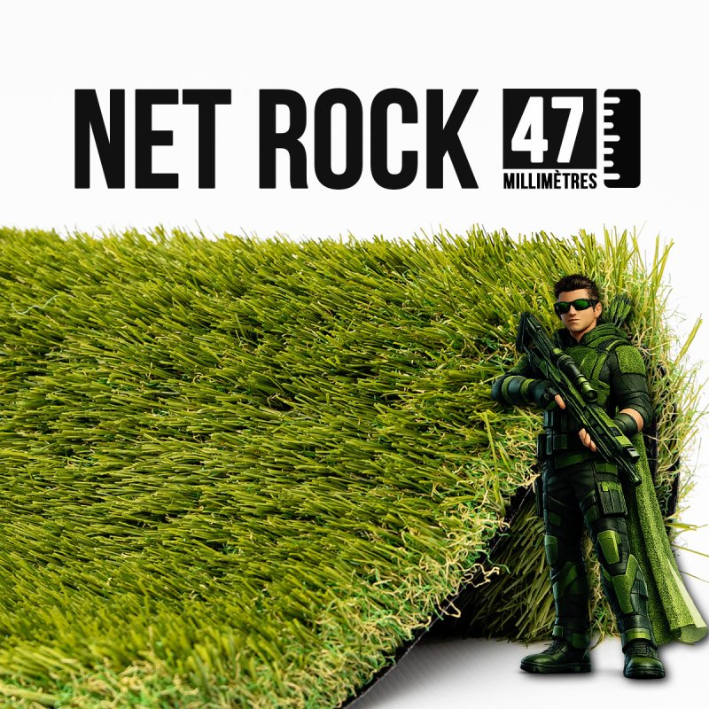 Gazon synthétique et Pelouse Synthétique Net / Rock 47 mm multi directionnel