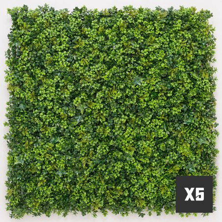 Lot de 5 murs végétaux artificiels lierre denses et occultants 1m x 1m