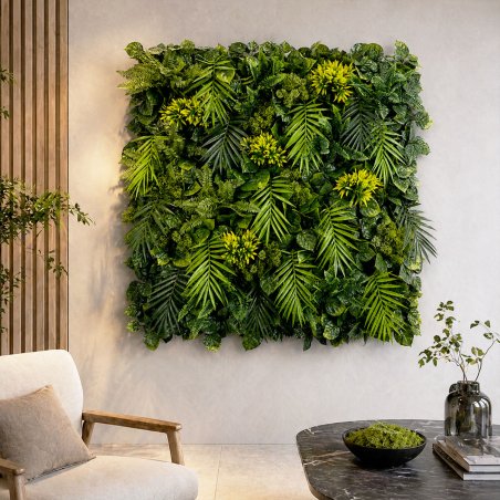 Faux mur végétal Exotik 1m² feuillage haut de gamme