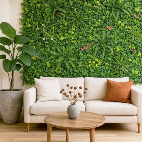 Faux mur végétal dense, lot de 5 pour intérieur, ambiance naturelle