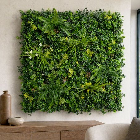 Lot de 10 murs végétaux artificiels, décoration intérieure dense et réaliste