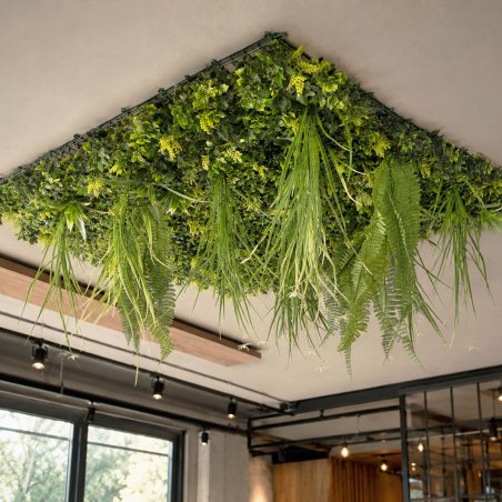 Plafond végétal artificiel 1 x 1 m Feuillage Suspendu MGS