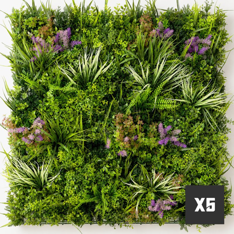 Lot de 5 murs végétaux artificiels brise-vue 1 m x 1 m