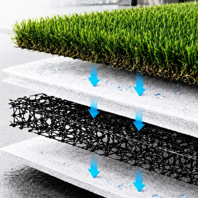 Sous-couche GeoDrain en rouleau pour créer une circulation d’eau sous le gazon synthétique