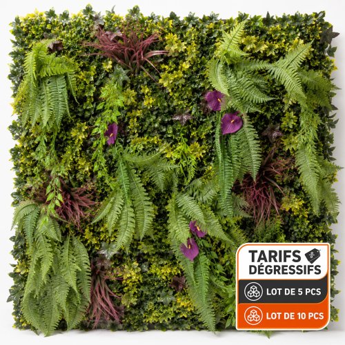 Plafonnier végétal artificiel MGS 1 m x 1 m avec 1 077 feuilles retombantes pour créer une canopée dense.