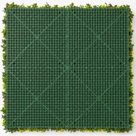 Canopée végétale artificielle de 1 m², dense et sans entretien, à fixer sur une ossature ou une grille métallique.