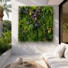 Module de mur végétal artificiel de 1 m² au feuillage fin, coloré et sans entretien.