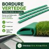Rive de gazon synthétique finie autour de pas japonais avec VertEdge sous le tapis
