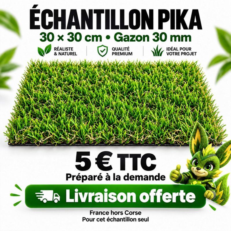 Échantillon Pika 30 × 30 cm – Gazon synthétique 30 mm