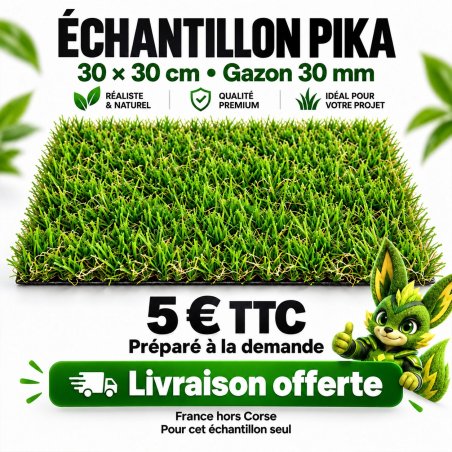 Échantillon Pika 30 × 30 cm – Gazon synthétique 30 mm