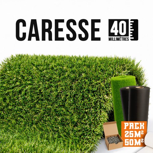 Pack Caresse 25 ou 50 m² – gazon synthétique Bordeaux 40 mm