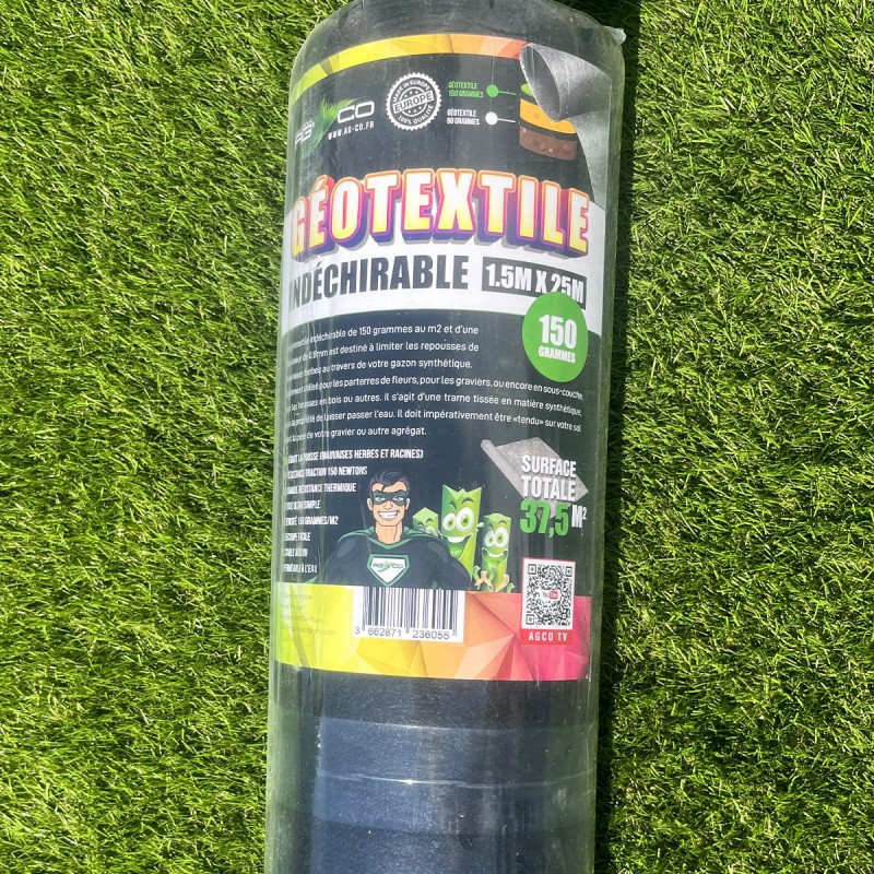 Geotextile bache indechirable speciale terasse sur plots 150grs 1.5Mx25M soit 37.50m2 MGS 1