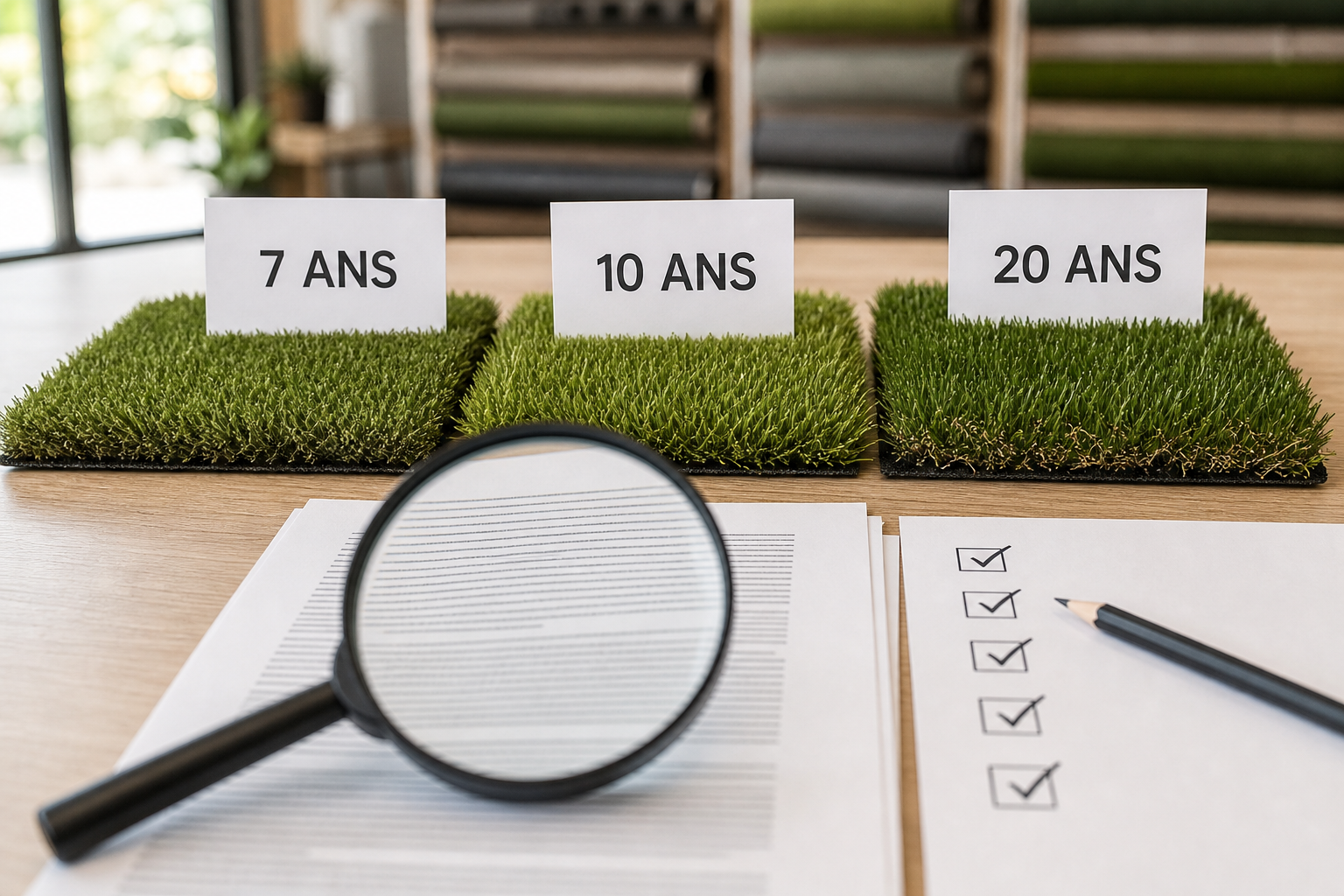 Comparer une garantie de gazon synthétique de 7, 10 ou 20 ans en lisant la couverture et les exclusions