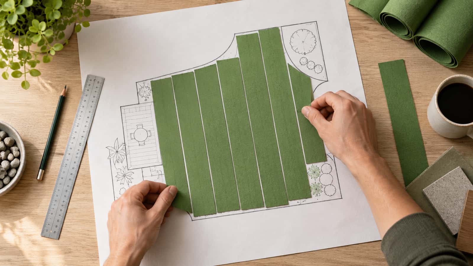 Illustration non contractuelle d’un plan de coupe préparé avec des bandes orientées