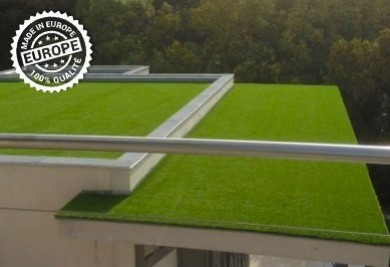 Gazon synthetique sur etancheité,  sur toitures / veranda en polycarbonate