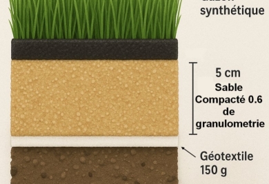 Sable special gazon synthétique granulometrie vs epaisseur