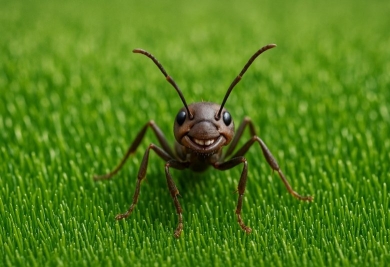 Gazon synthétique et fourmis