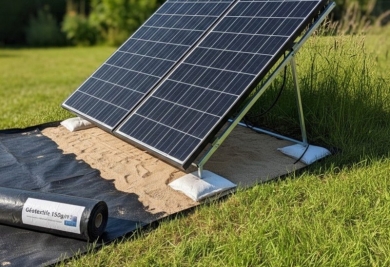 Panneaux solaires au sol: l’importance du géotextile pour éviter pertes et instabilité